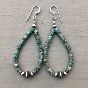 Kingman Heishi Turquoise Loop Earrings